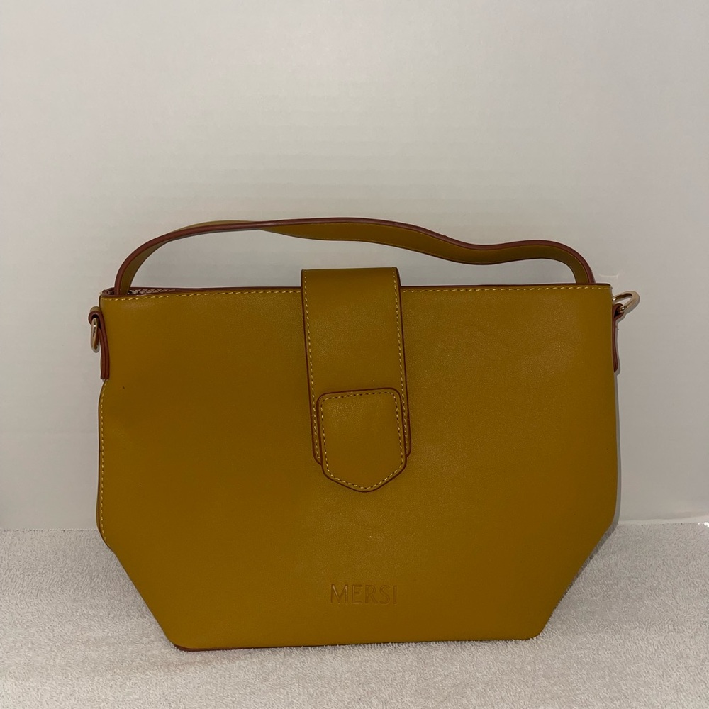 Yellow Leather Shoulder Bag with Minimalist Design